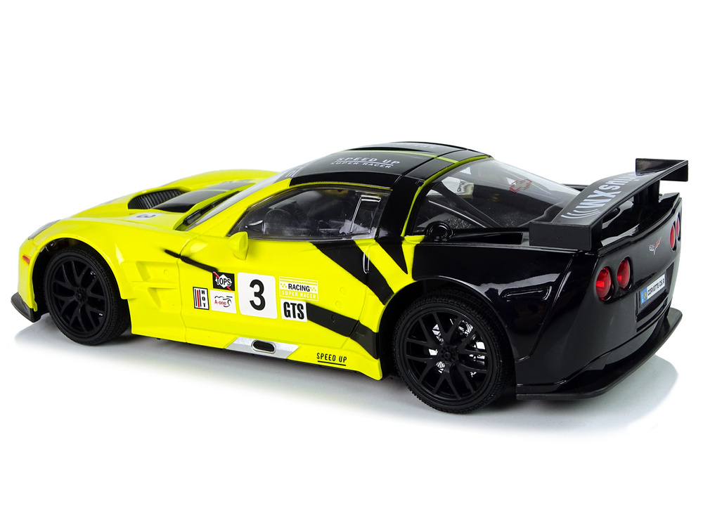 Radijo bangomis valdomas sportinis automobilis corvette c6.r 1:18 geltonas