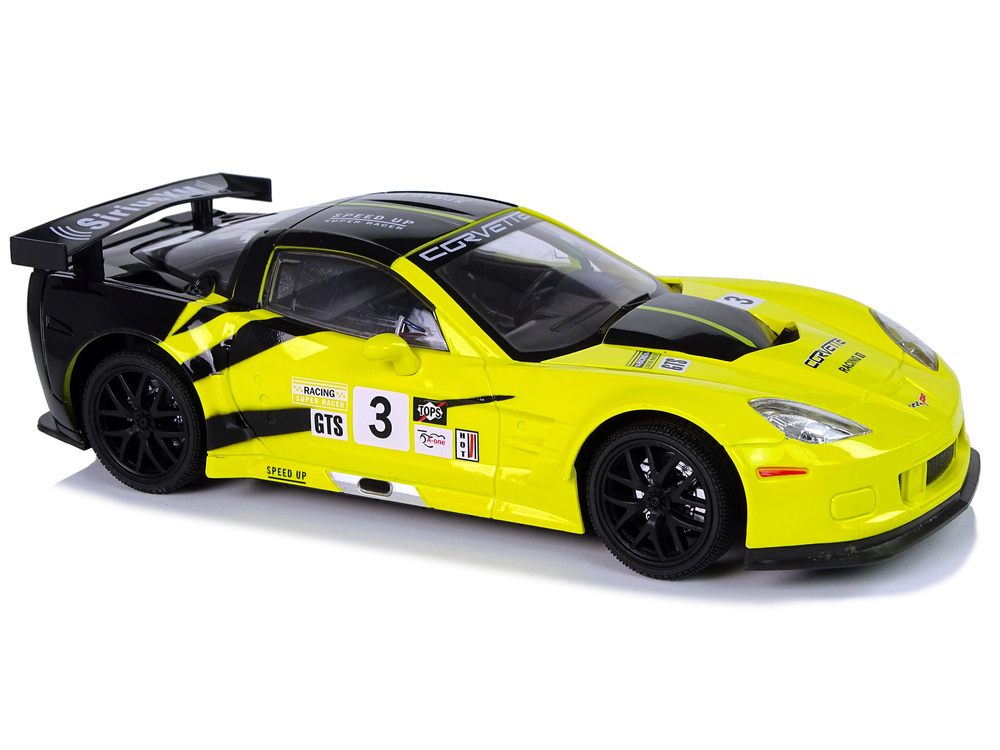 Radijo bangomis valdomas sportinis automobilis corvette c6.r 1:18 geltonas