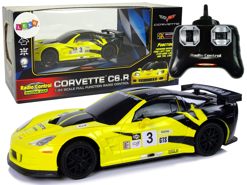 Nuotoliniu būdu valdomas sportinis automobilis corvette c6.r, 2.4 g, 1:24, geltonas