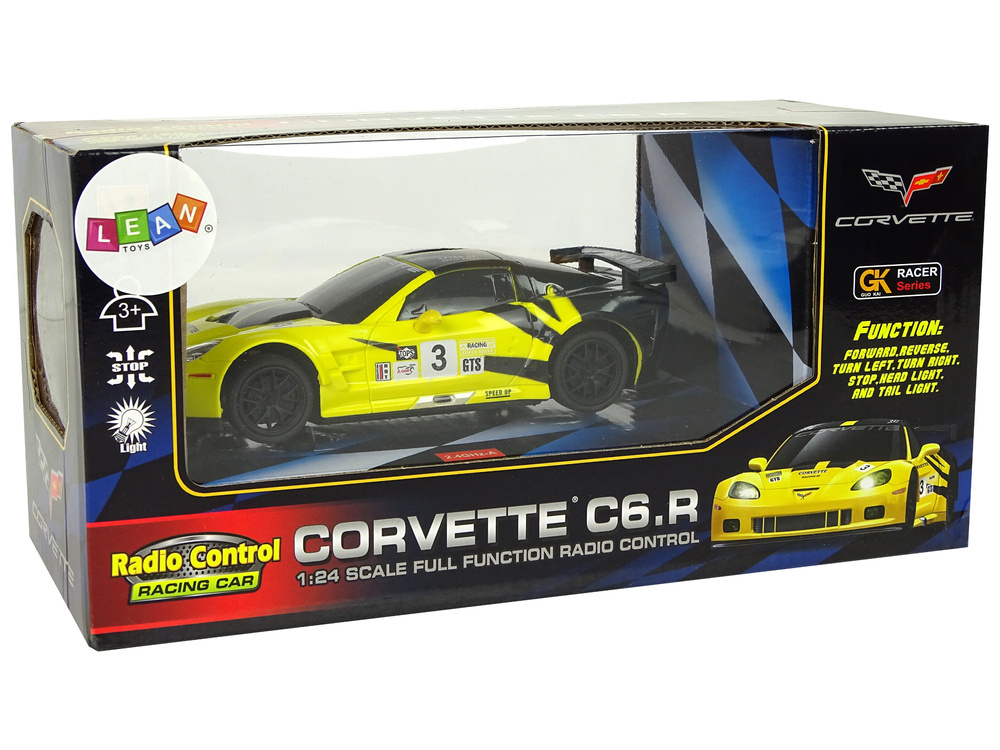 Nuotoliniu būdu valdomas sportinis automobilis corvette c6.r, 2.4 g, 1:24, geltonas