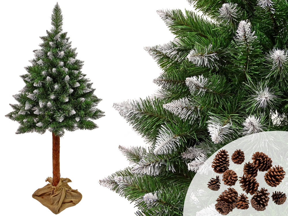 Kalėdinė eglutė „Diamond Pine 3D“ ant kamieno – 180 cm, su sniego efektu ir blizgučiais