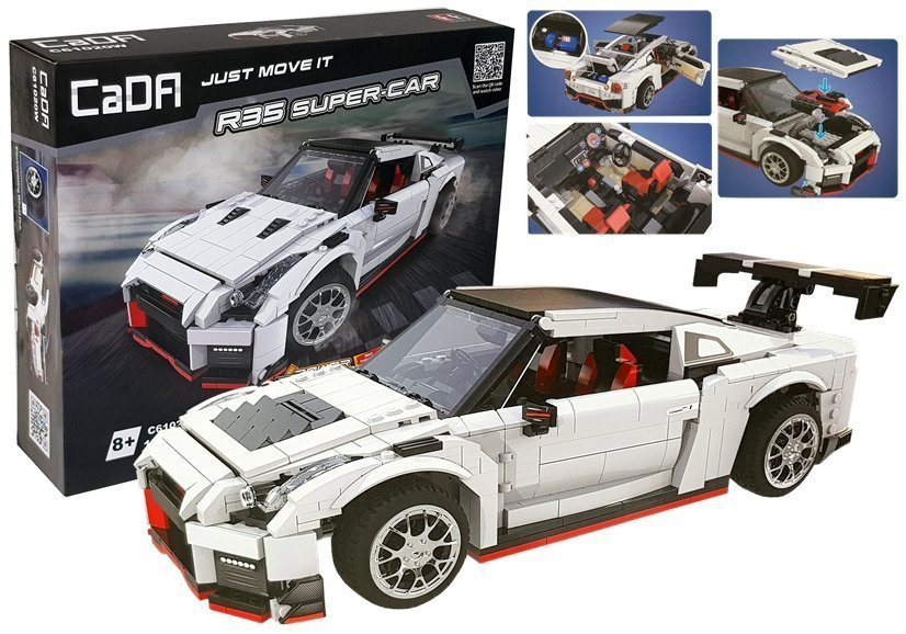 Sportinis automobilis iš statybinių kubelių, 1696 elementai