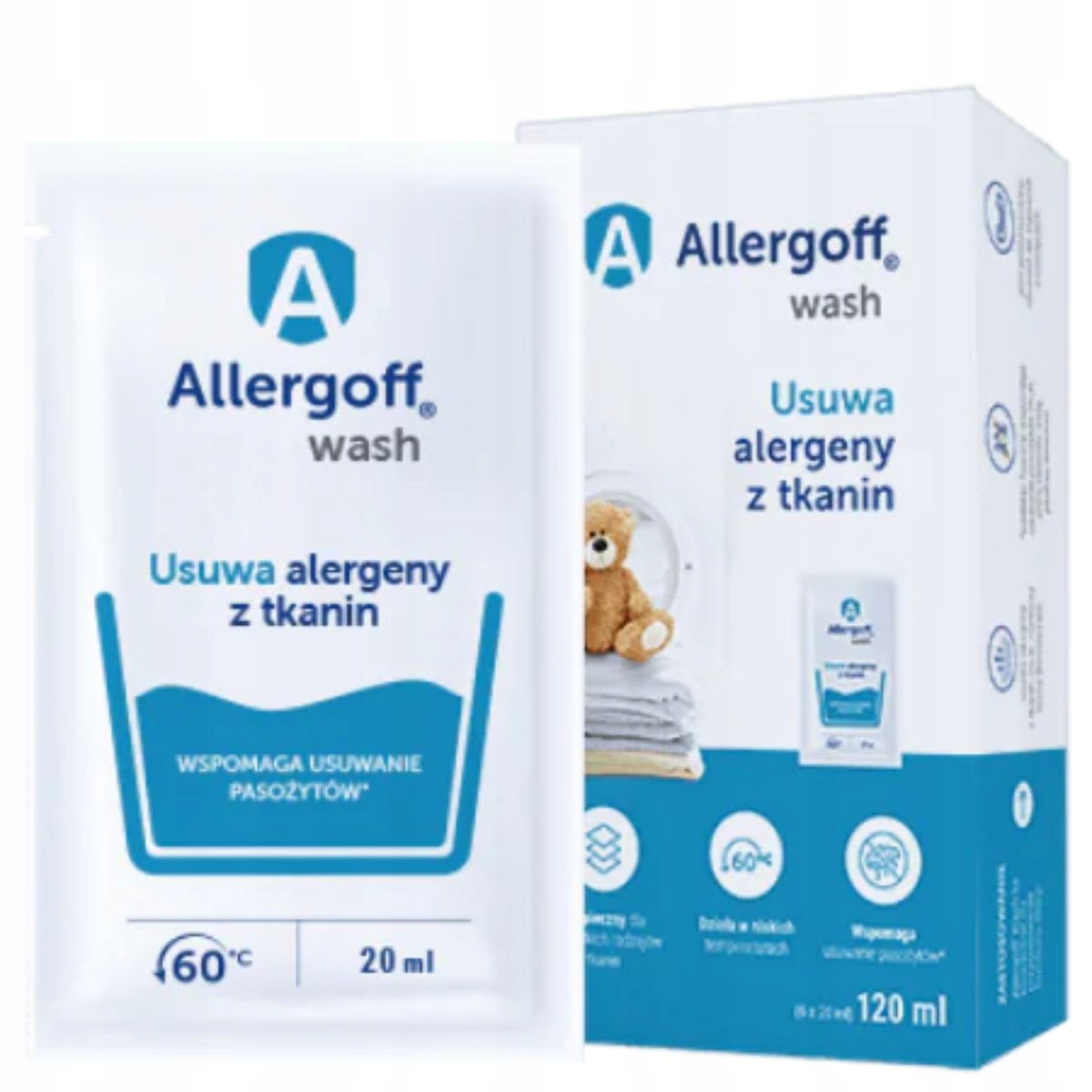 Alergenus neutralizuojančios skalbimo kapsulės Allergoff Wash, 6 x 20ml