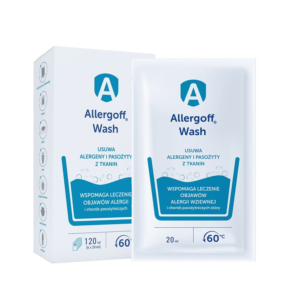 Alergenus neutralizuojančios skalbimo kapsulės Allergoff Wash, 6 x 20ml