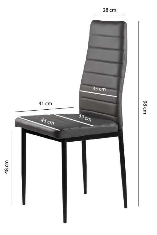 4 kėdžių komplektas, pilka