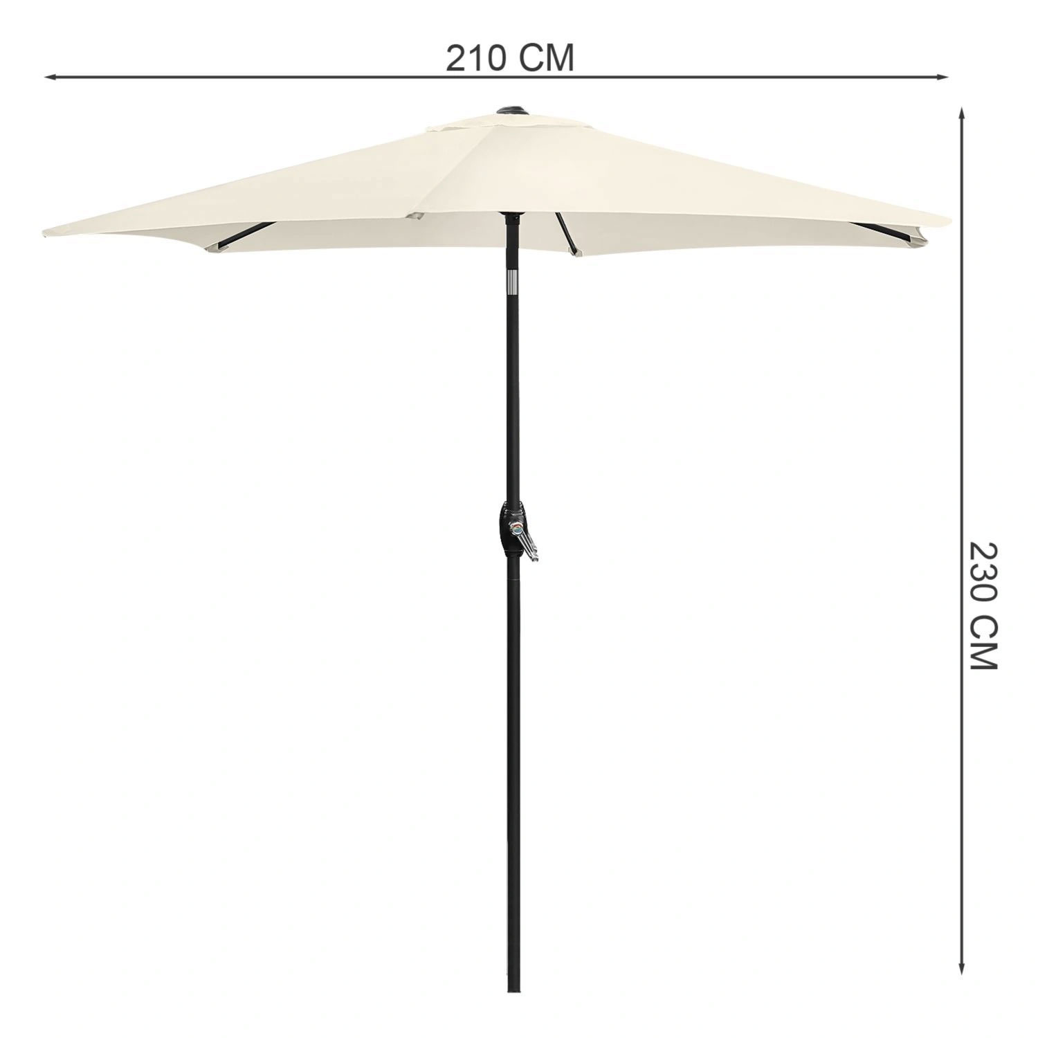 Reguliuojamas sodo skėtis 210 cm smėlio spalvos