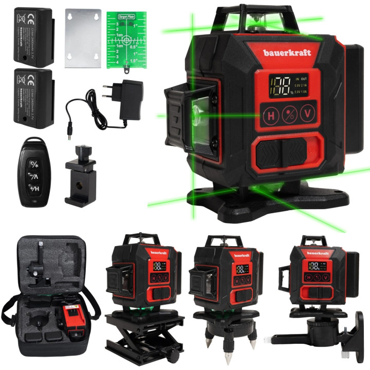 Bauerkraft lazerinis nivelyras 4d 360°