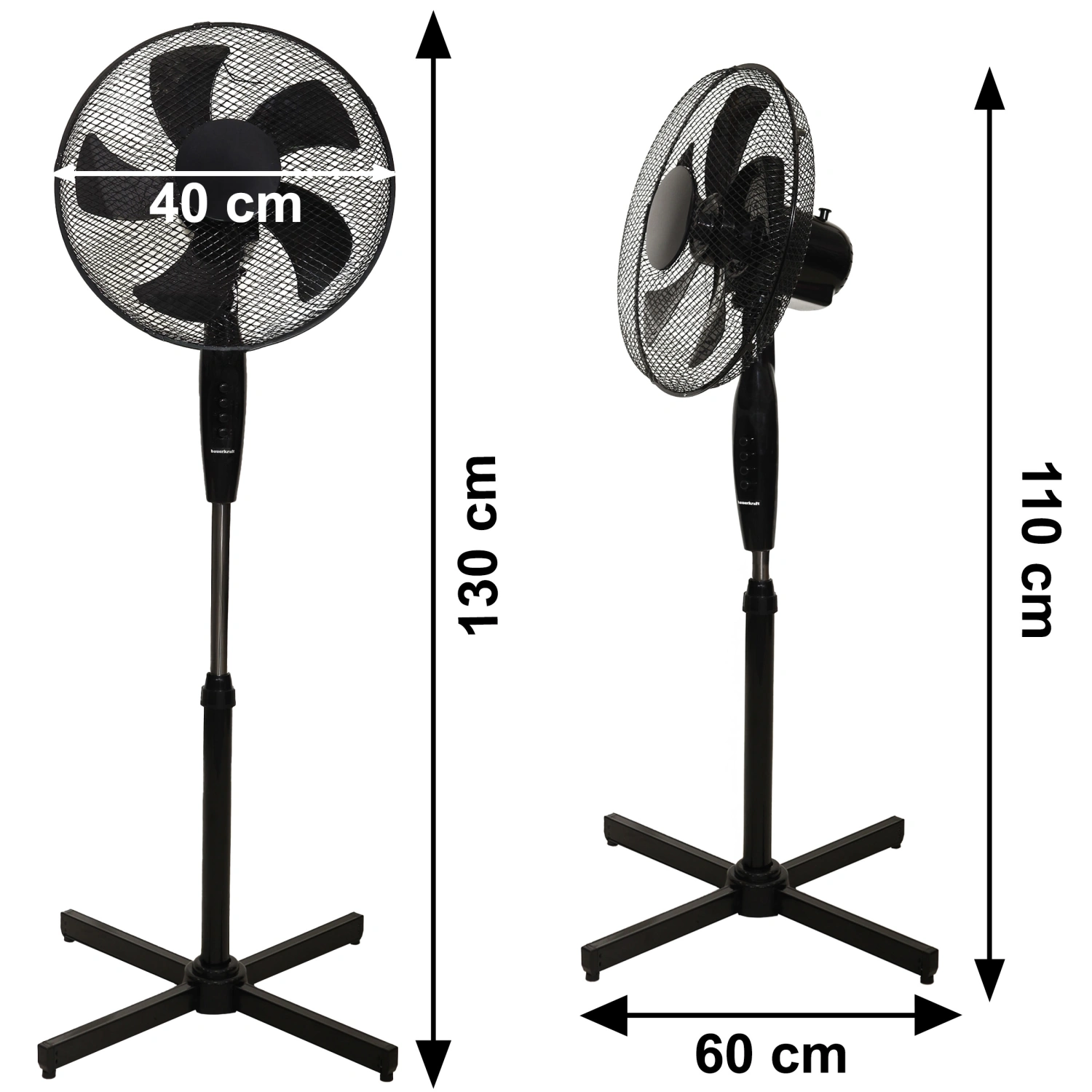 Juodas pastatomas ventiliatorius 45w, 3 režimai