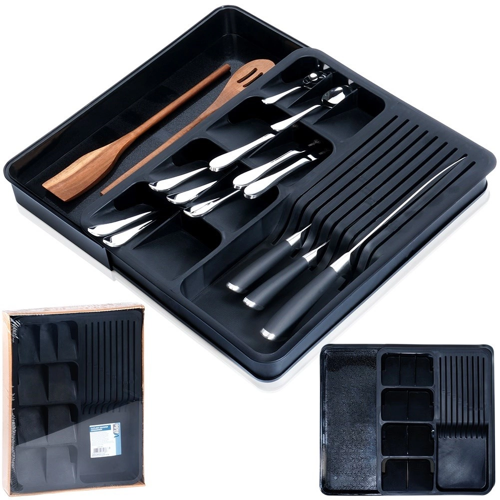 Virtuvės įrankių dėklas vilde 40-45x31 cm, juodas