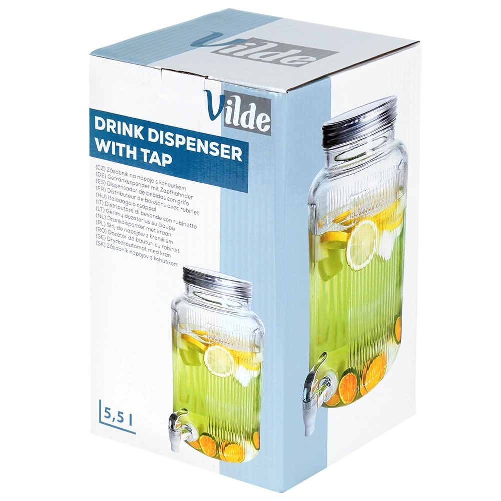 Stiklinis gėrimų dozatorius su čiaupu vilde 6,2 l