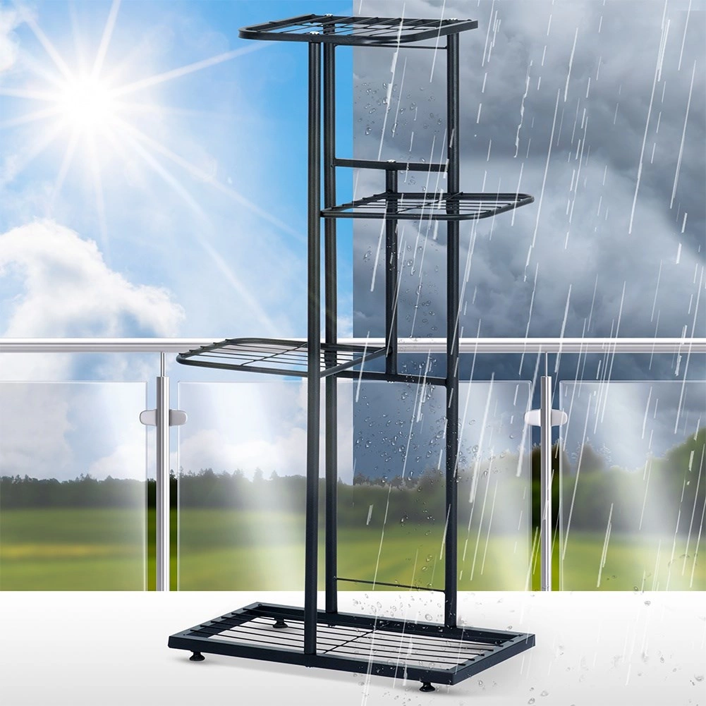 Metalinis gėlių stovas vilde 4 lygių 80 cm juodas