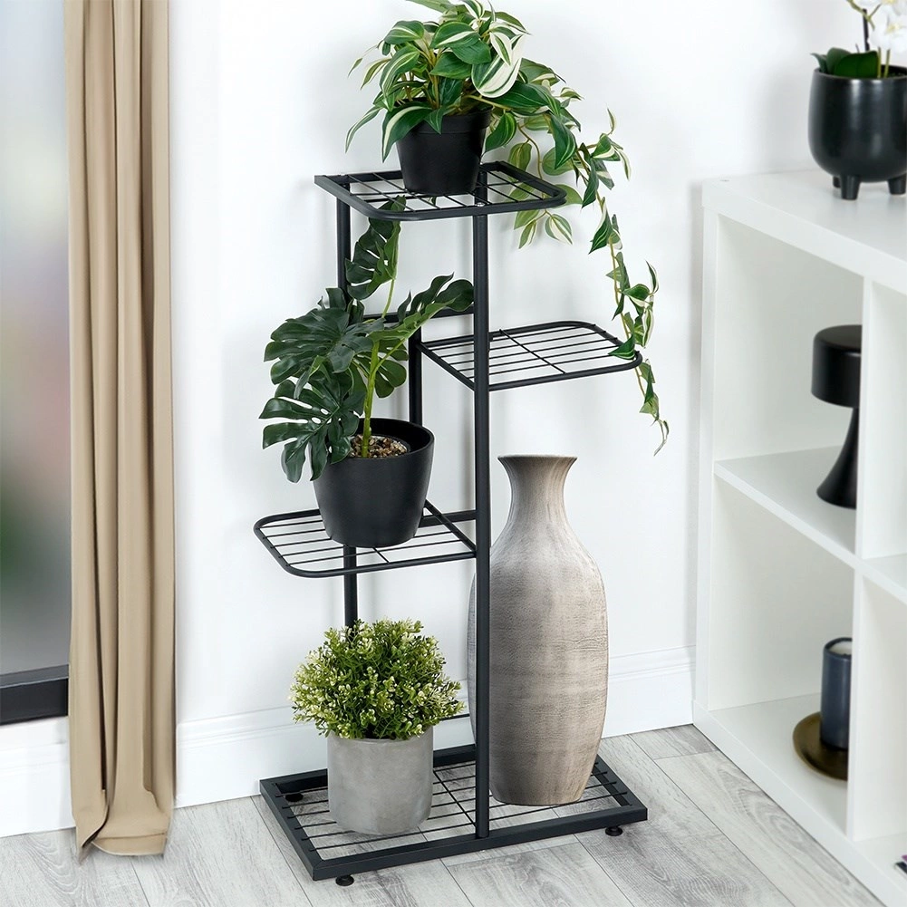 Metalinis gėlių stovas vilde 4 lygių 80 cm juodas 1