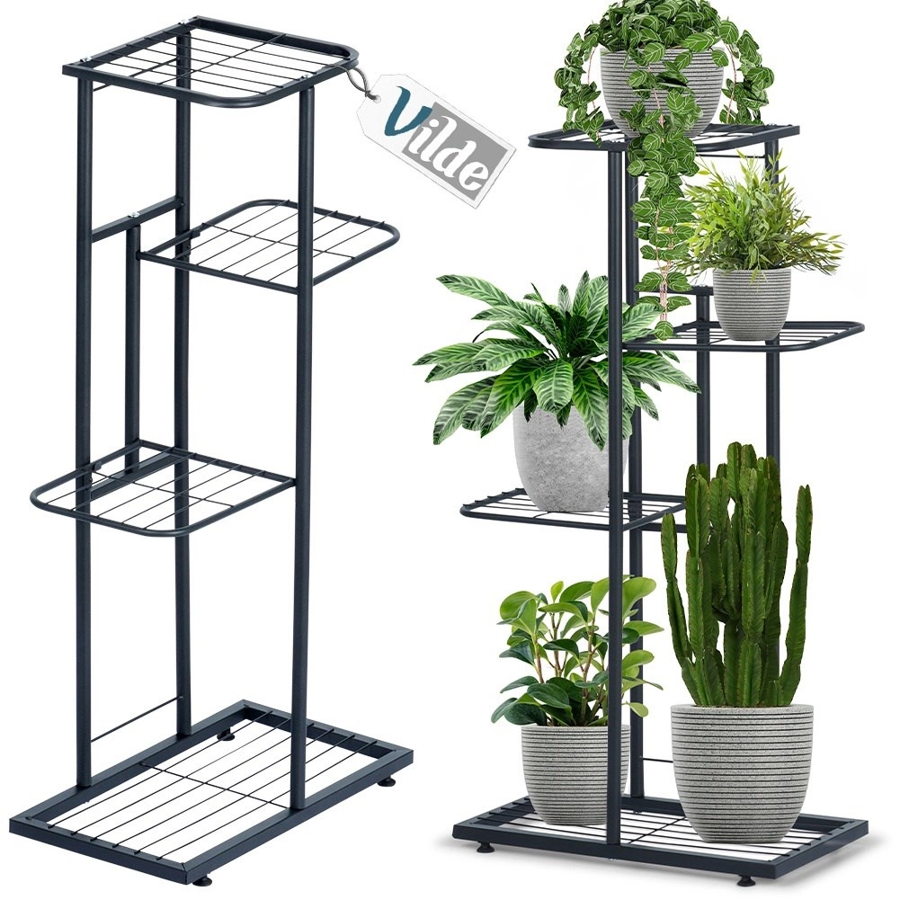 Metalinis gėlių stovas vilde 4 lygių 80 cm juodas