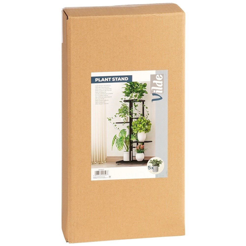 Metalinis gėlių stovas vilde 4 lygių 80 cm juodas