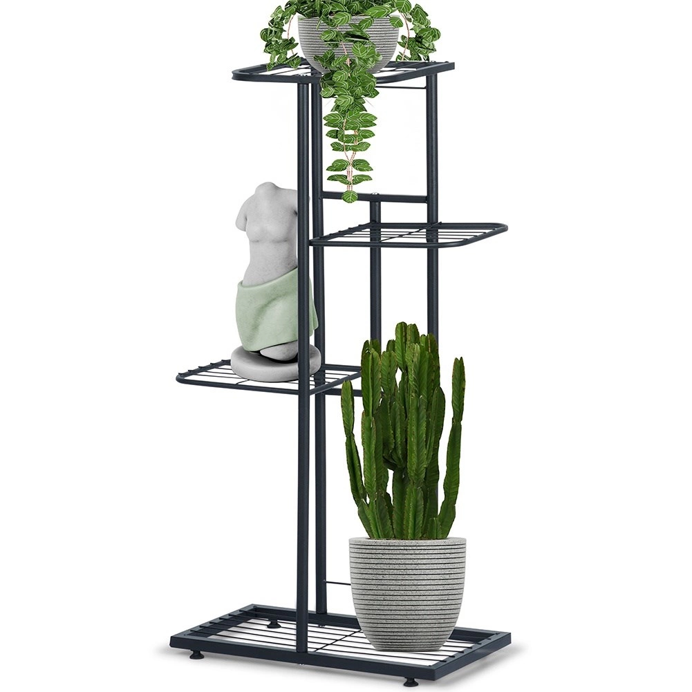 Metalinis gėlių stovas vilde 4 lygių 80 cm juodas