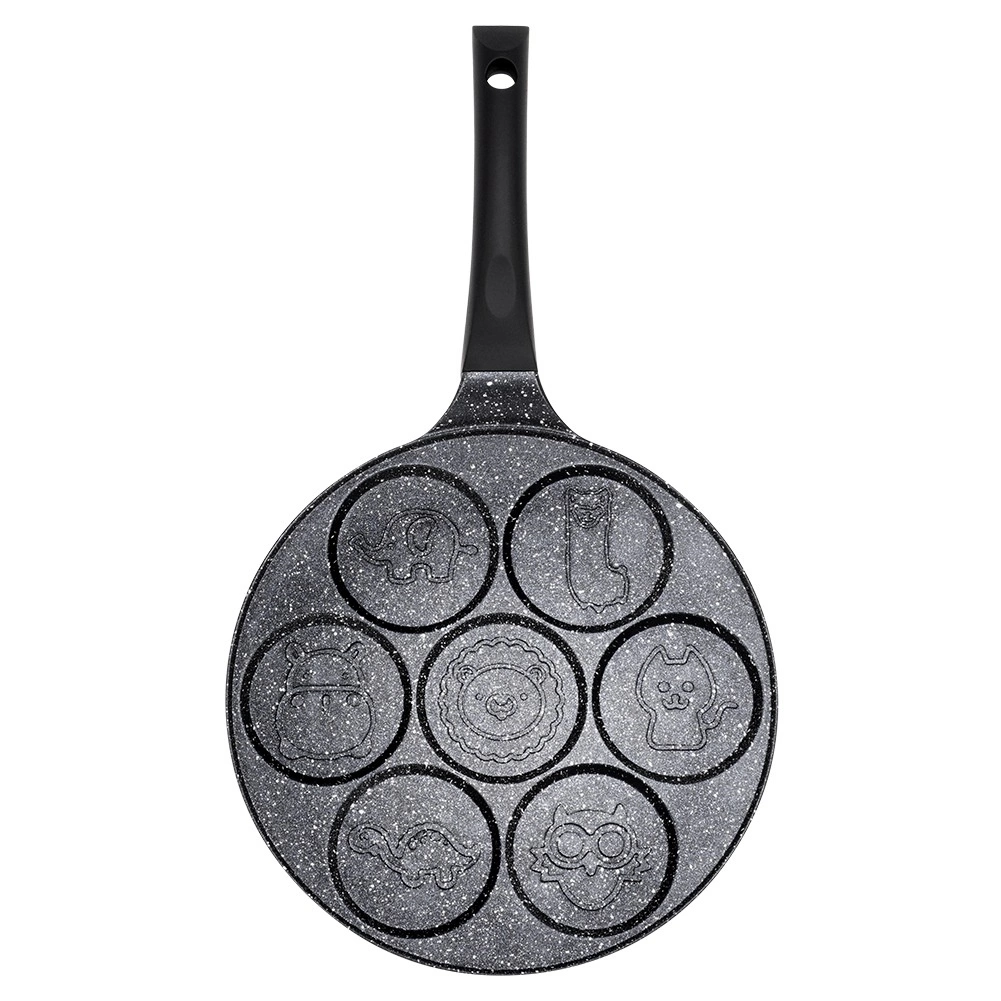 Kiaušinių ir blynų keptuvė vilde black line 26 cm, 7 skylių