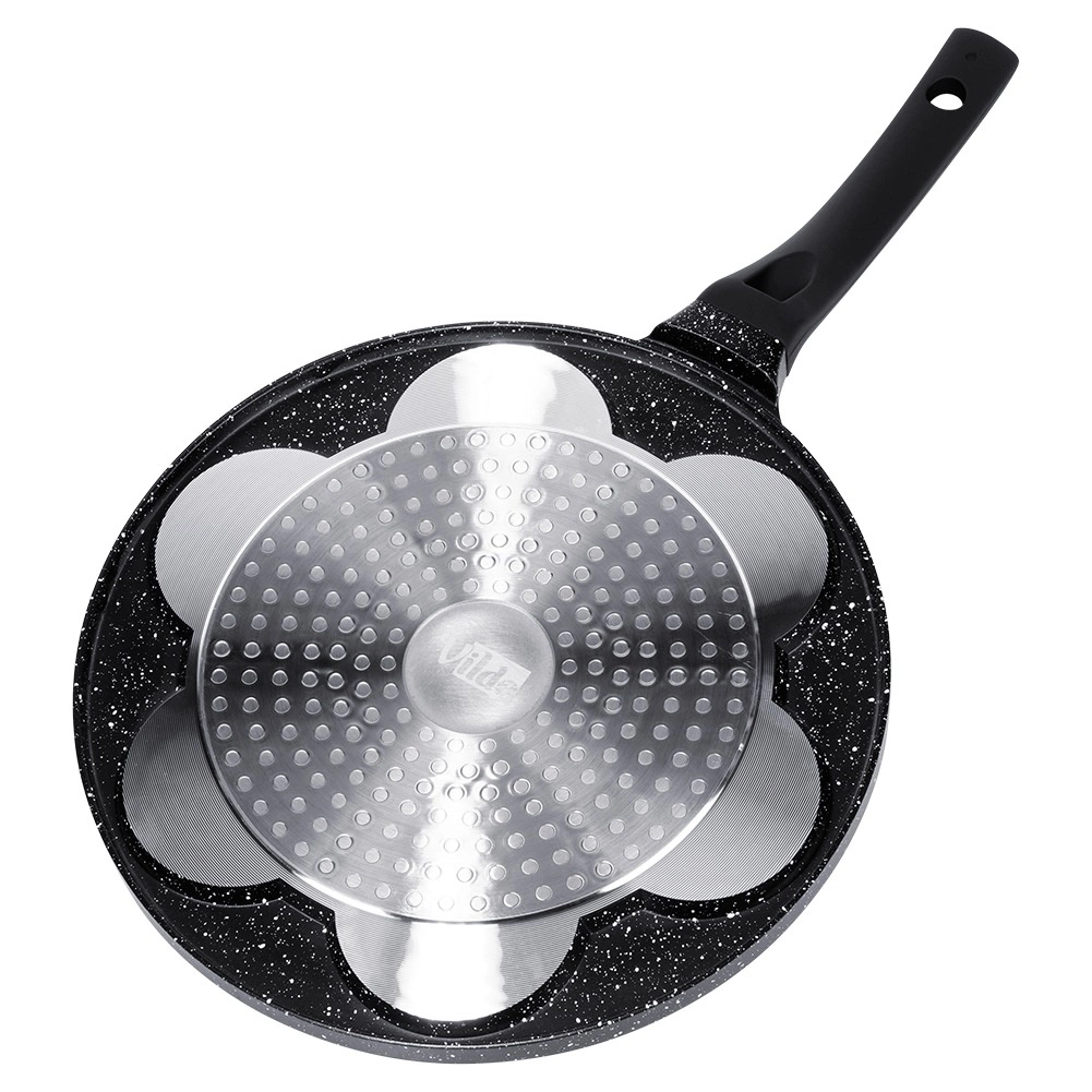 Kiaušinių ir blynų keptuvė vilde black line 26 cm, 7 skylių
