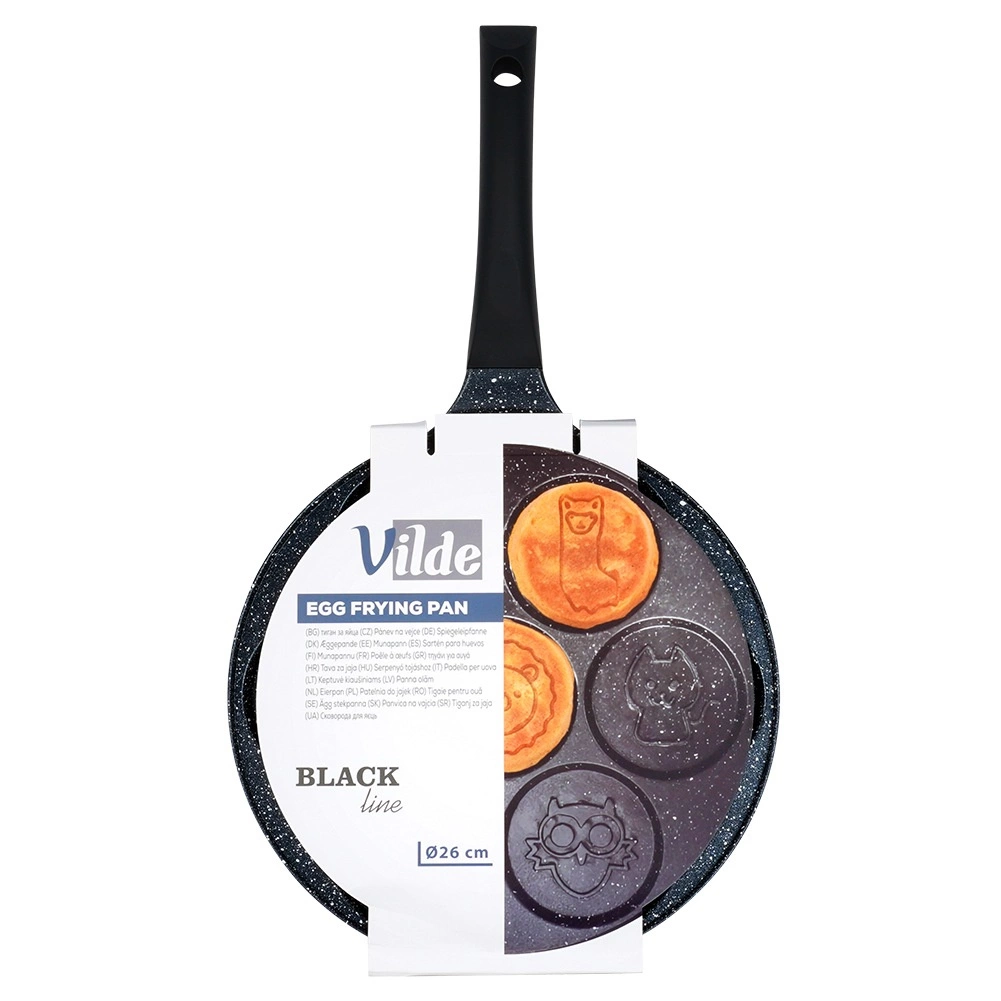 Kiaušinių ir blynų keptuvė vilde black line 26 cm, 7 skylių
