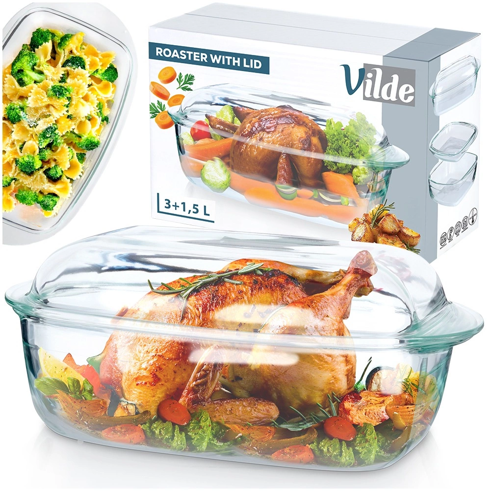 Kepimo ir troškinimo indų rinkinys vilde 3 l + 1,5 l stiklinis