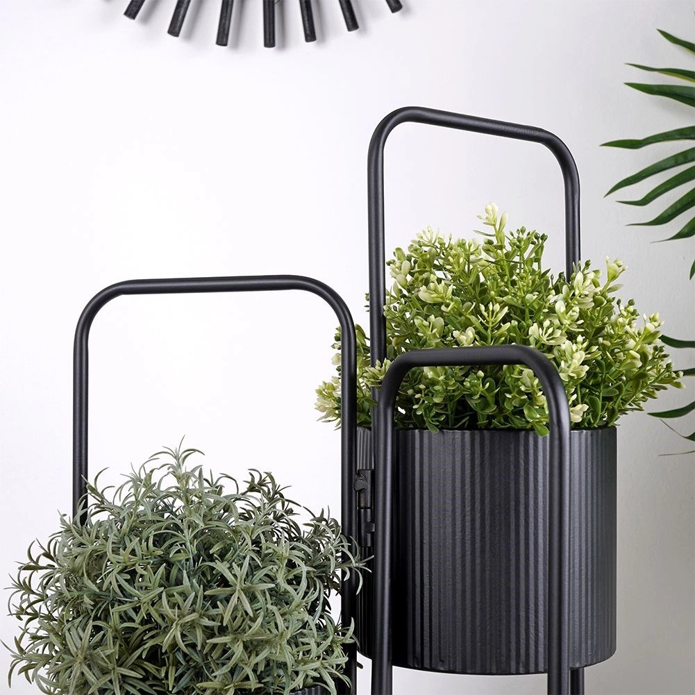 Metalinis vazonas, juoda, 3 lygių, 33 x 24 x 57 cm 3