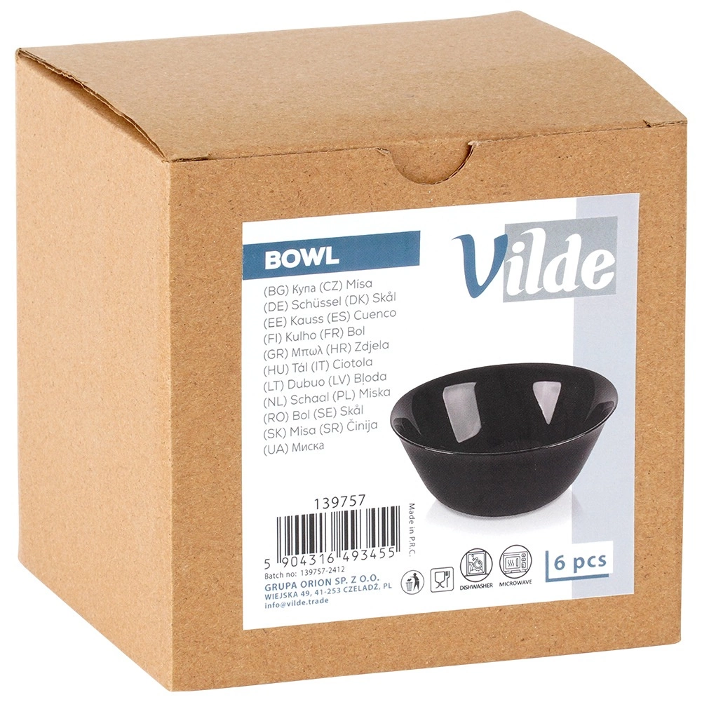 Stikliniai juodi dubenėliai vilde, 300 ml, 6 vnt.