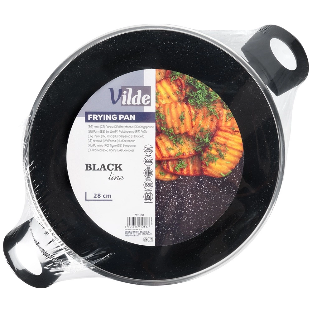 Gili vilde black line 28 cm granitinė keptuvė su stiklo dangčiu, 3,5 l
