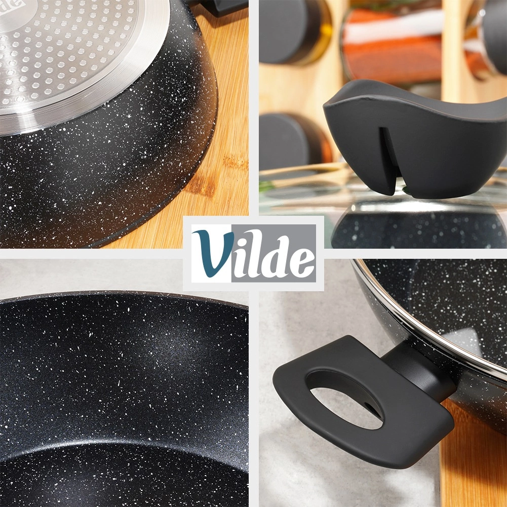 Gili vilde black line 28 cm granitinė keptuvė su stiklo dangčiu, 3,5 l