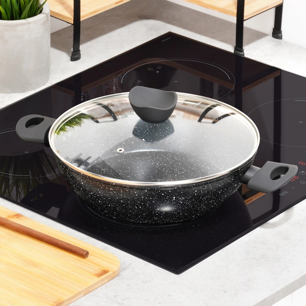 Gili vilde black line 28 cm granitinė keptuvė su stiklo dangčiu, 3,5 l