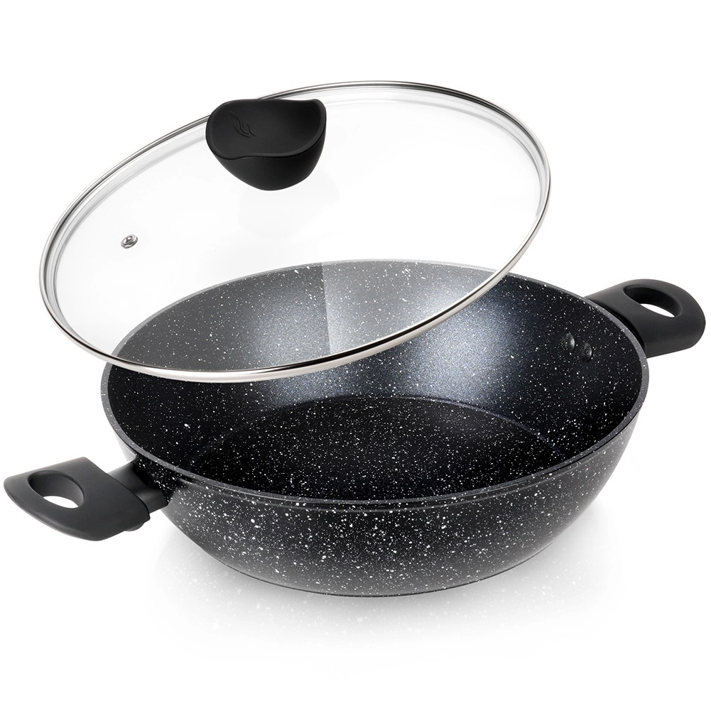 Gili vilde black line 28 cm granitinė keptuvė su stiklo dangčiu, 3,5 l