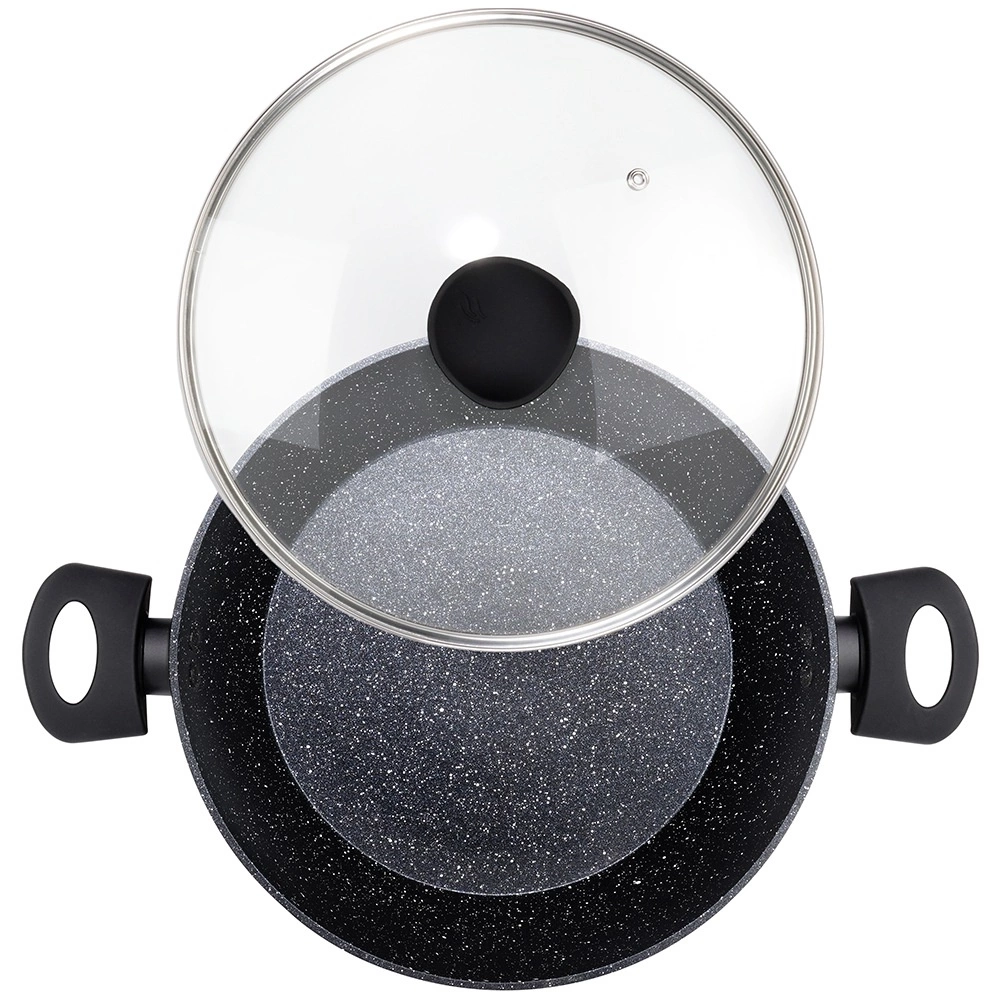 Gili vilde black line 28 cm granitinė keptuvė su stiklo dangčiu, 3,5 l
