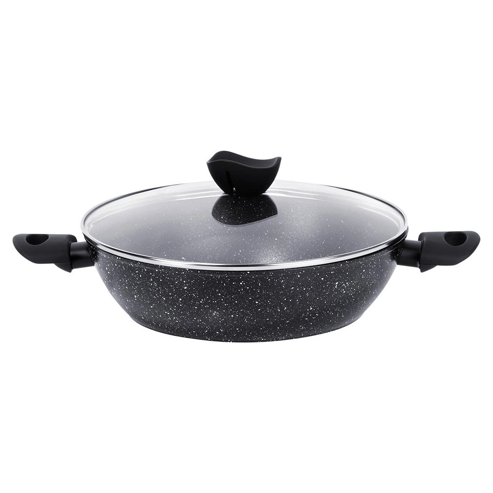 Gili vilde black line 28 cm granitinė keptuvė su stiklo dangčiu, 3,5 l