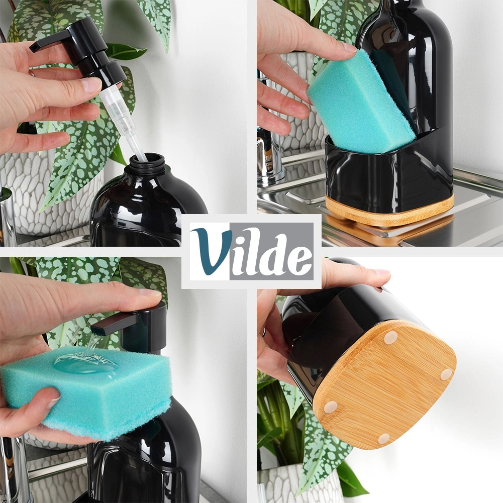 Indų ploviklio dozatorius Vilde su kempinės laikikliu, 500 ml, juodas 3