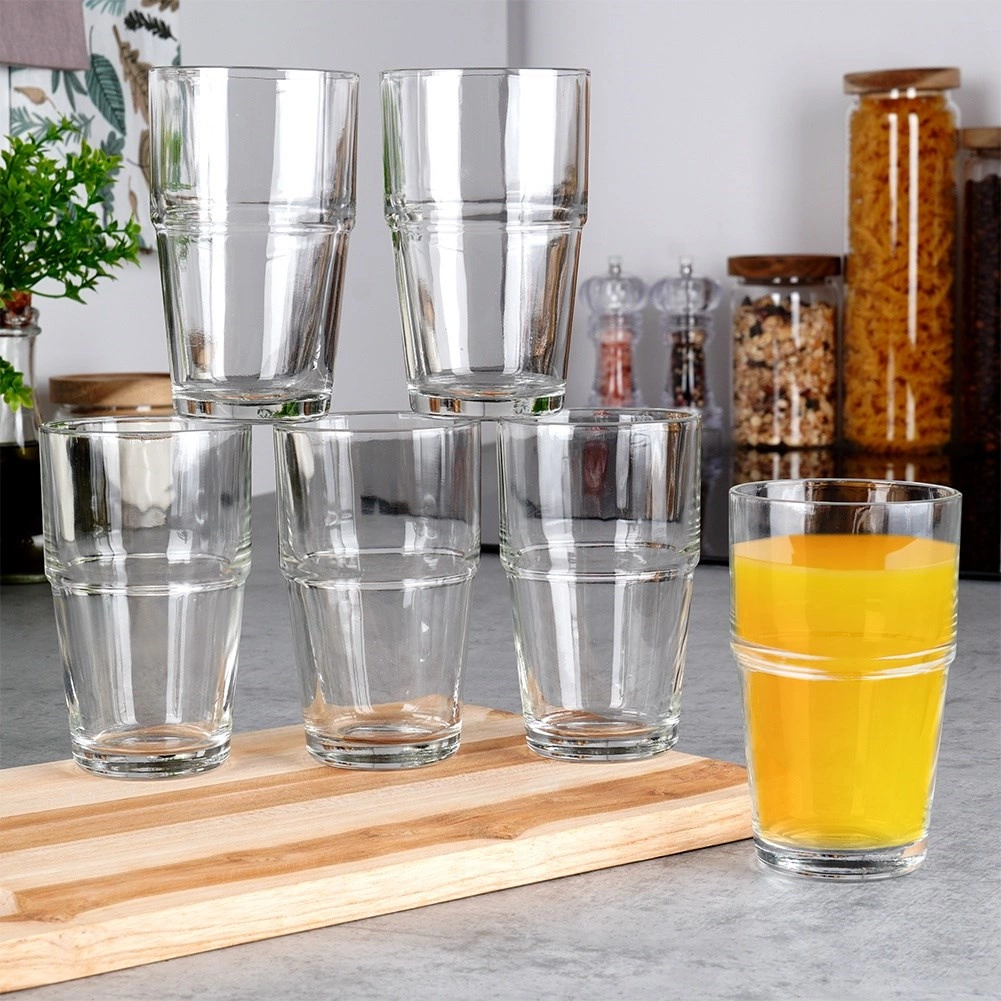 Stiklinės 325 ml, skaidrios, 7,5 × 7,5 × 12,5 cm, 6 vnt.