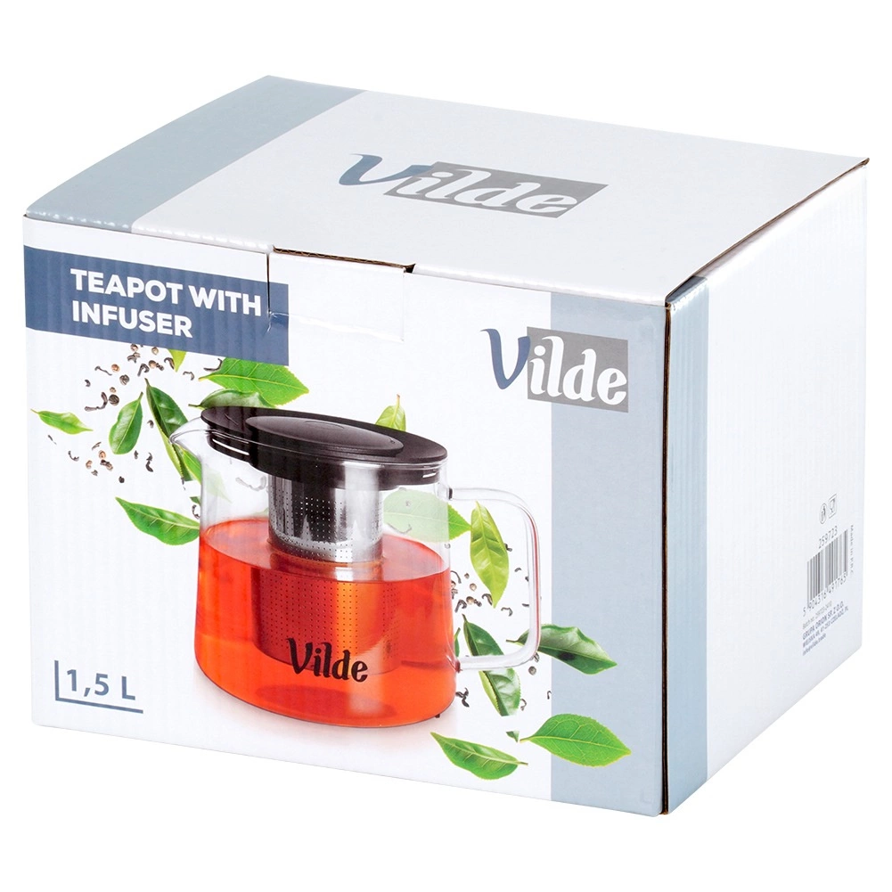 Arbatinukas su filtru vilde 1,5 l, borosilikatinis stiklas