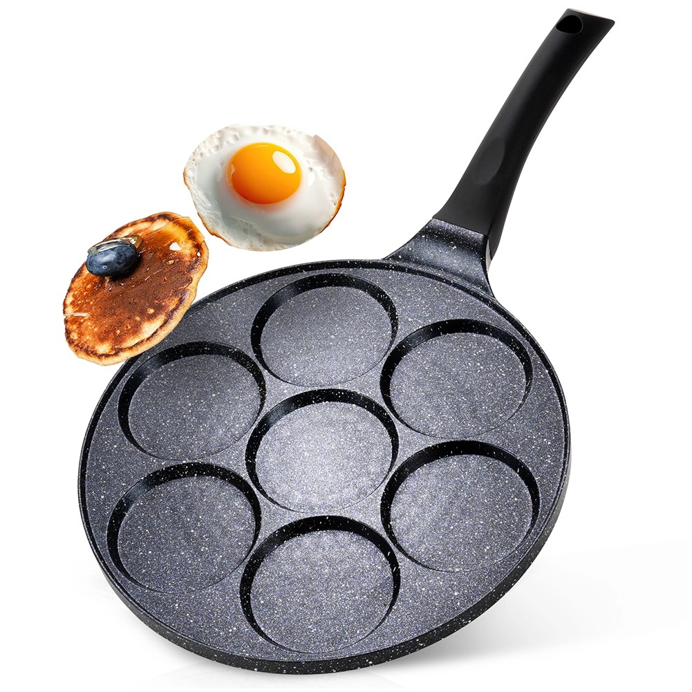 Kiaušinių ir blynų keptuvė vilde black line su granitine danga, 26 cm, 7 skyriai