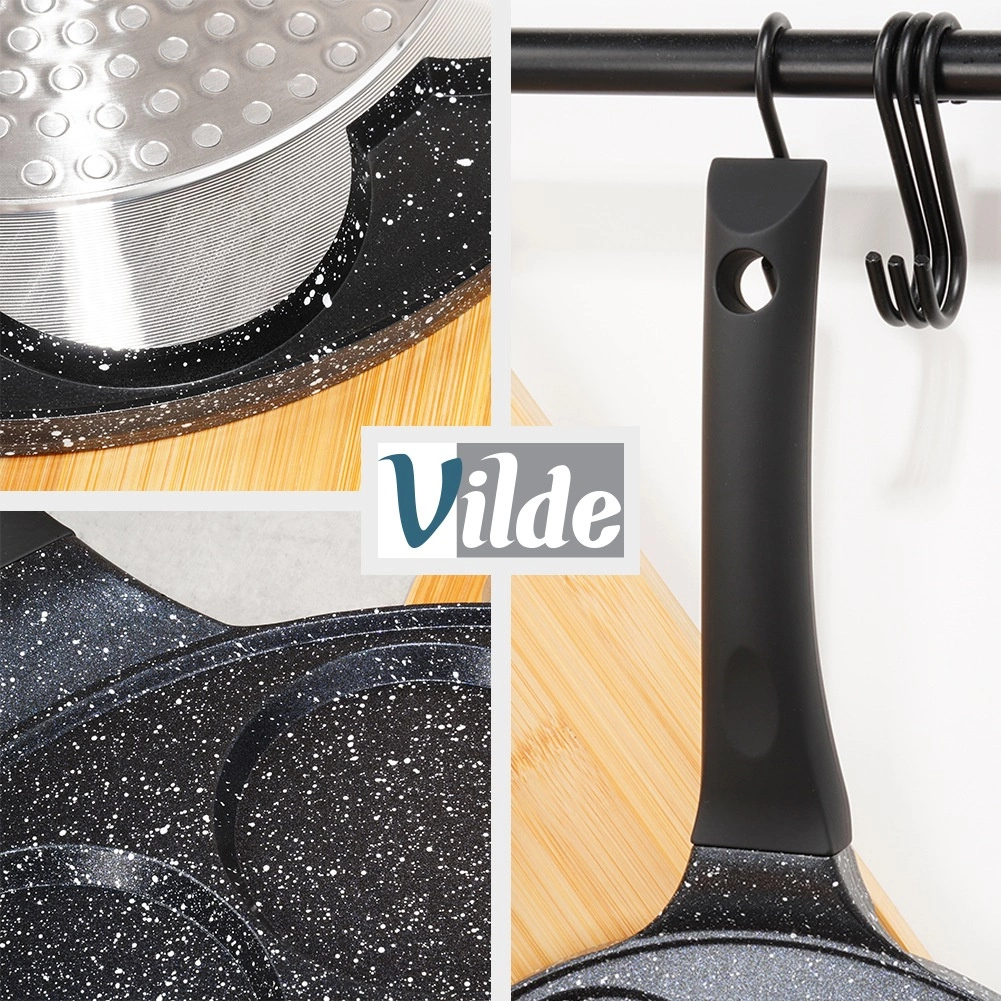 Kiaušinių ir blynų keptuvė vilde black line su granitine danga, 26 cm, 7 skyriai