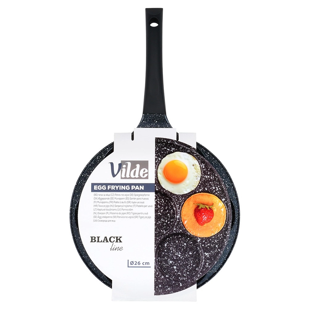 Kiaušinių ir blynų keptuvė vilde black line su granitine danga, 26 cm, 7 skyriai