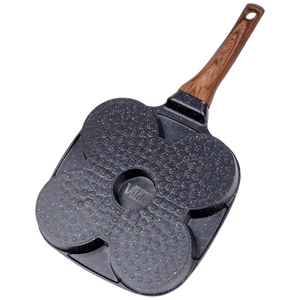 Kiaušinių ir blynų keptuvė vilde black&wood 19x19 cm su 4 angomis