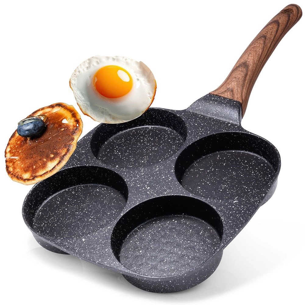 Kiaušinių ir blynų keptuvė vilde black&wood 19x19 cm su 4 angomis