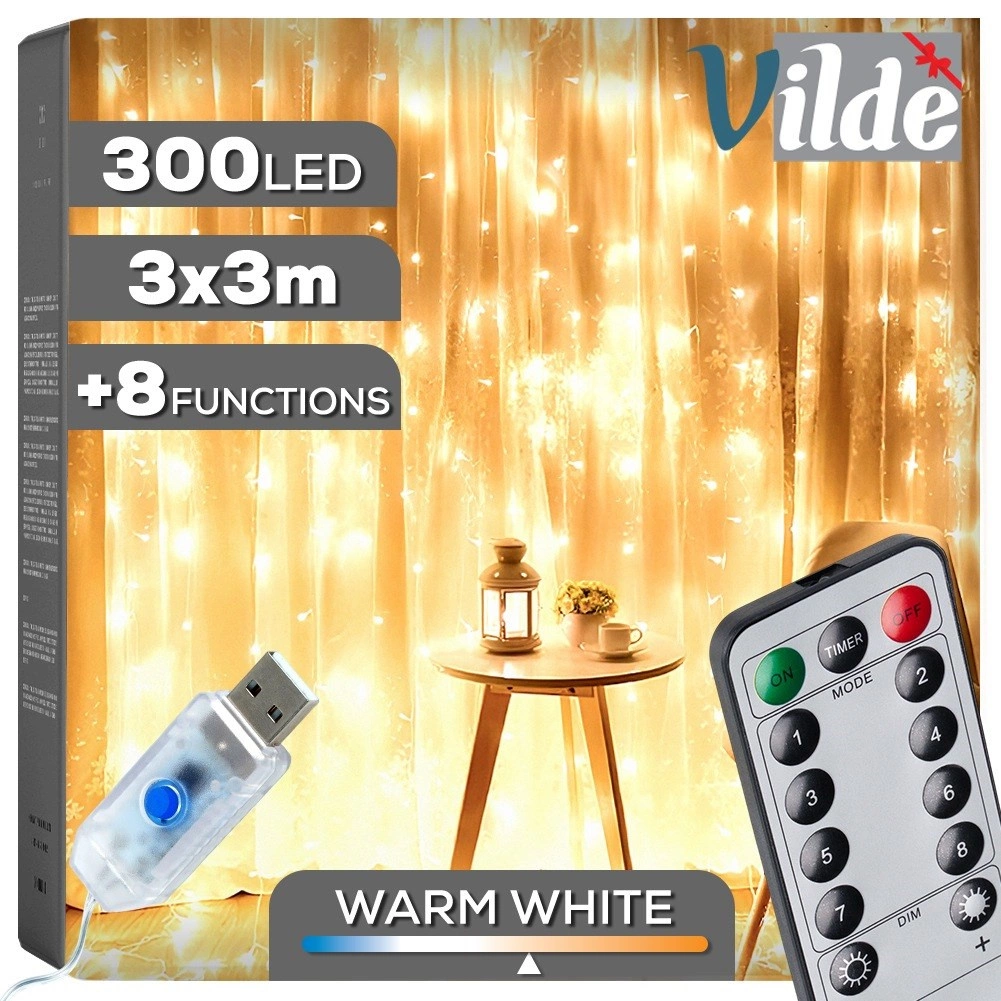Girlianda- užuolaida vilde su 300 led, 3 m