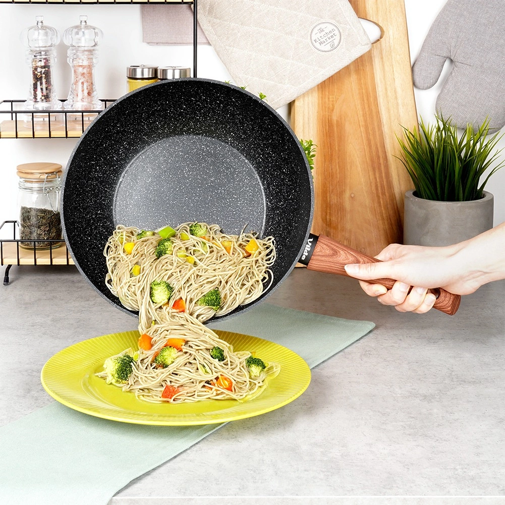 Keptuvė wok vilde black&wood 28 cm