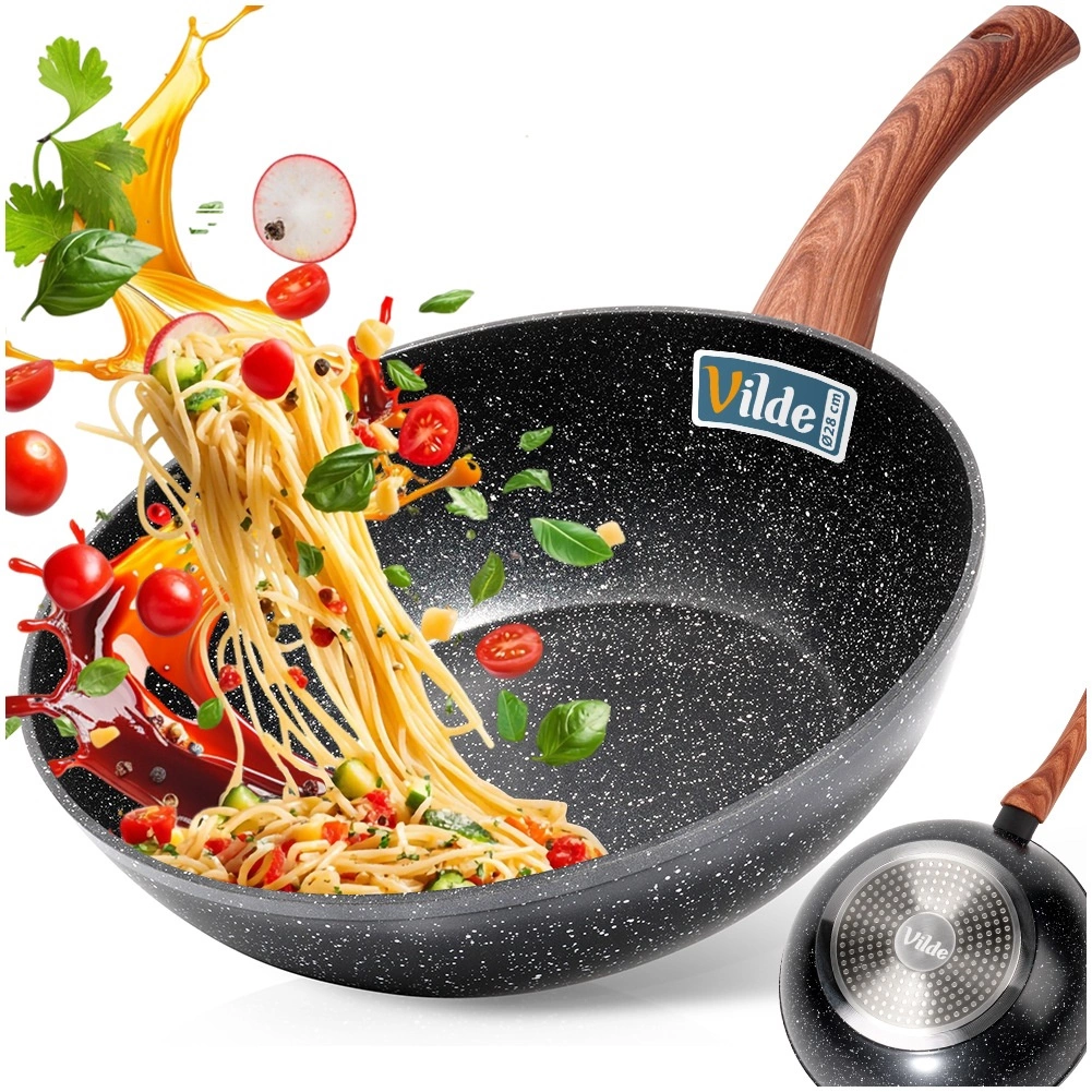 Keptuvė wok vilde black&wood 28 cm