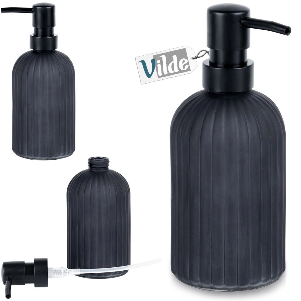 Skysto muilo dozatorius vilde, juodas stiklinis, 400 ml