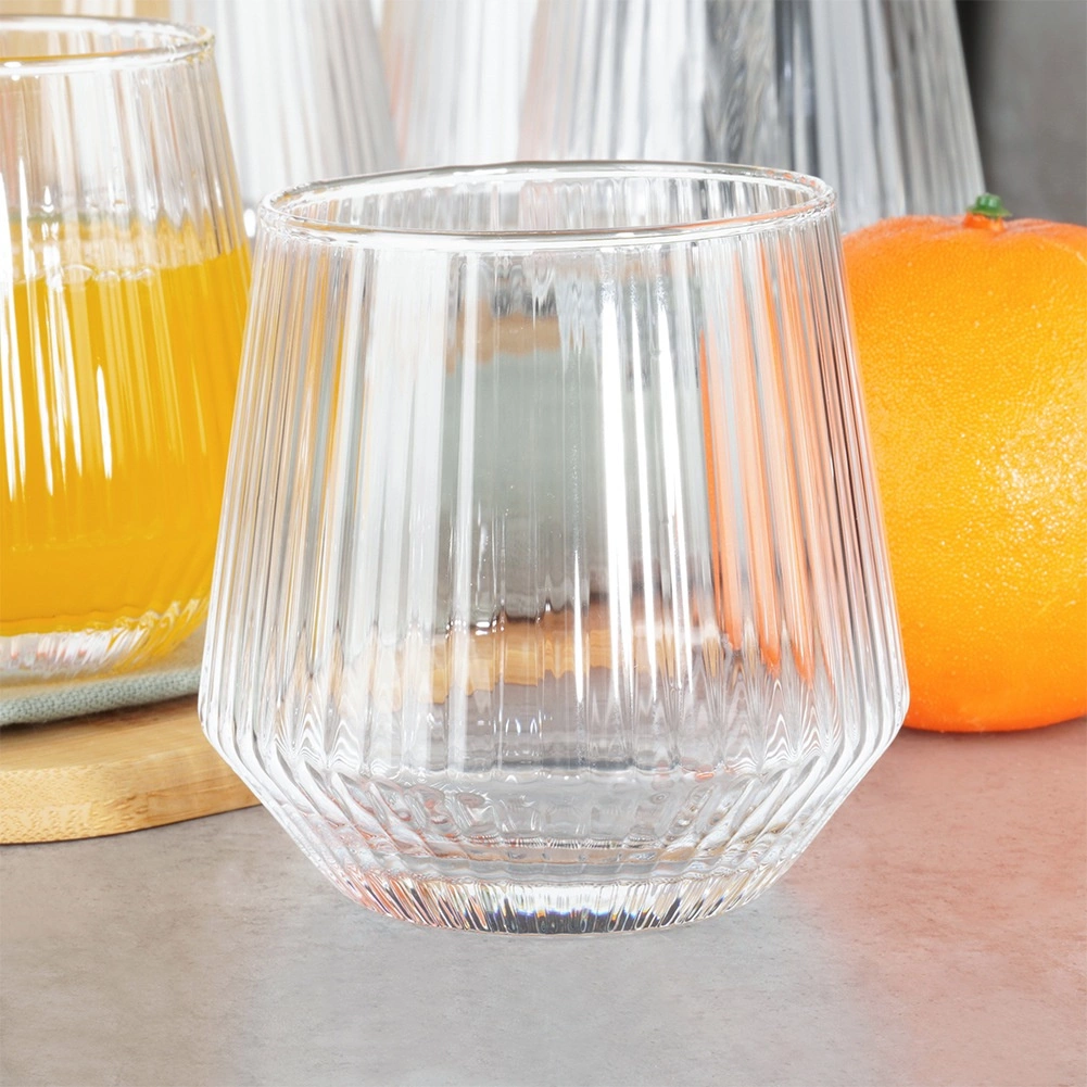 Stiklinės vilde 350 ml, 6 vnt. iš rifliuoto stiklo