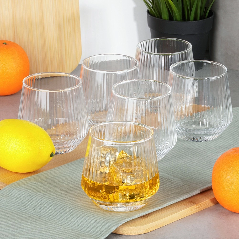 Stiklinės vilde 350 ml, 6 vnt. iš rifliuoto stiklo 1