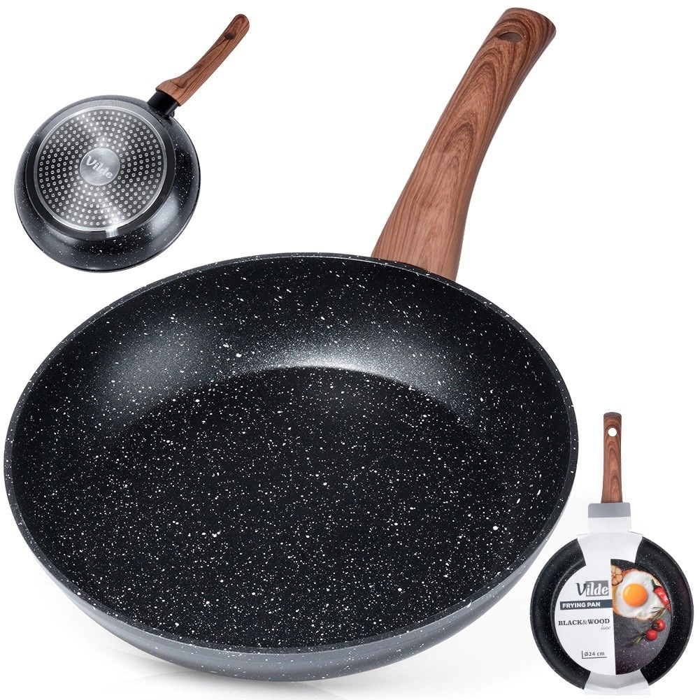 Keptuvė vilde black&amp;wood 24 cm aliuminė su granitine danga
