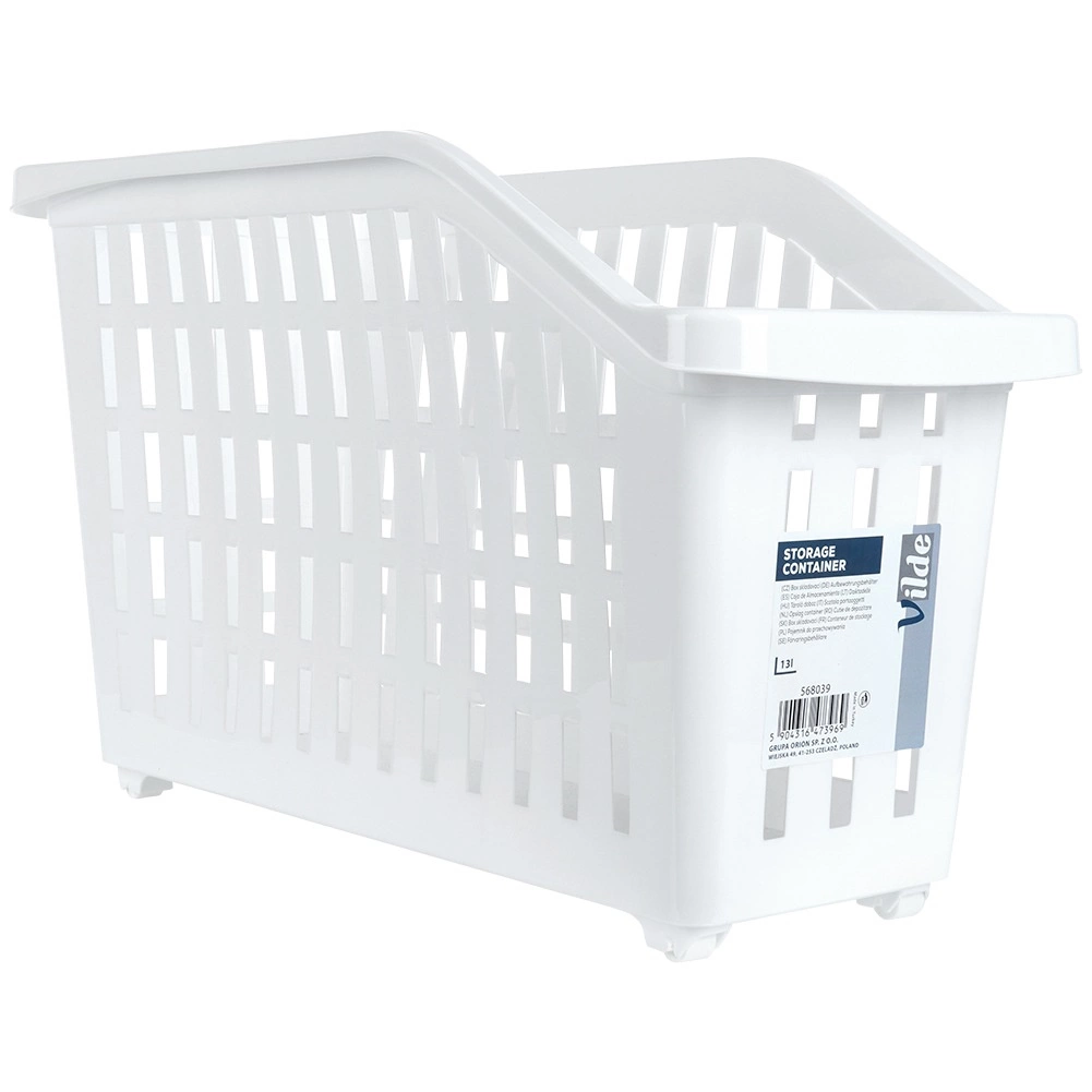 Vilde plastikinis konteineris su ratukais 13 l, baltas, 46x18x26,5 cm