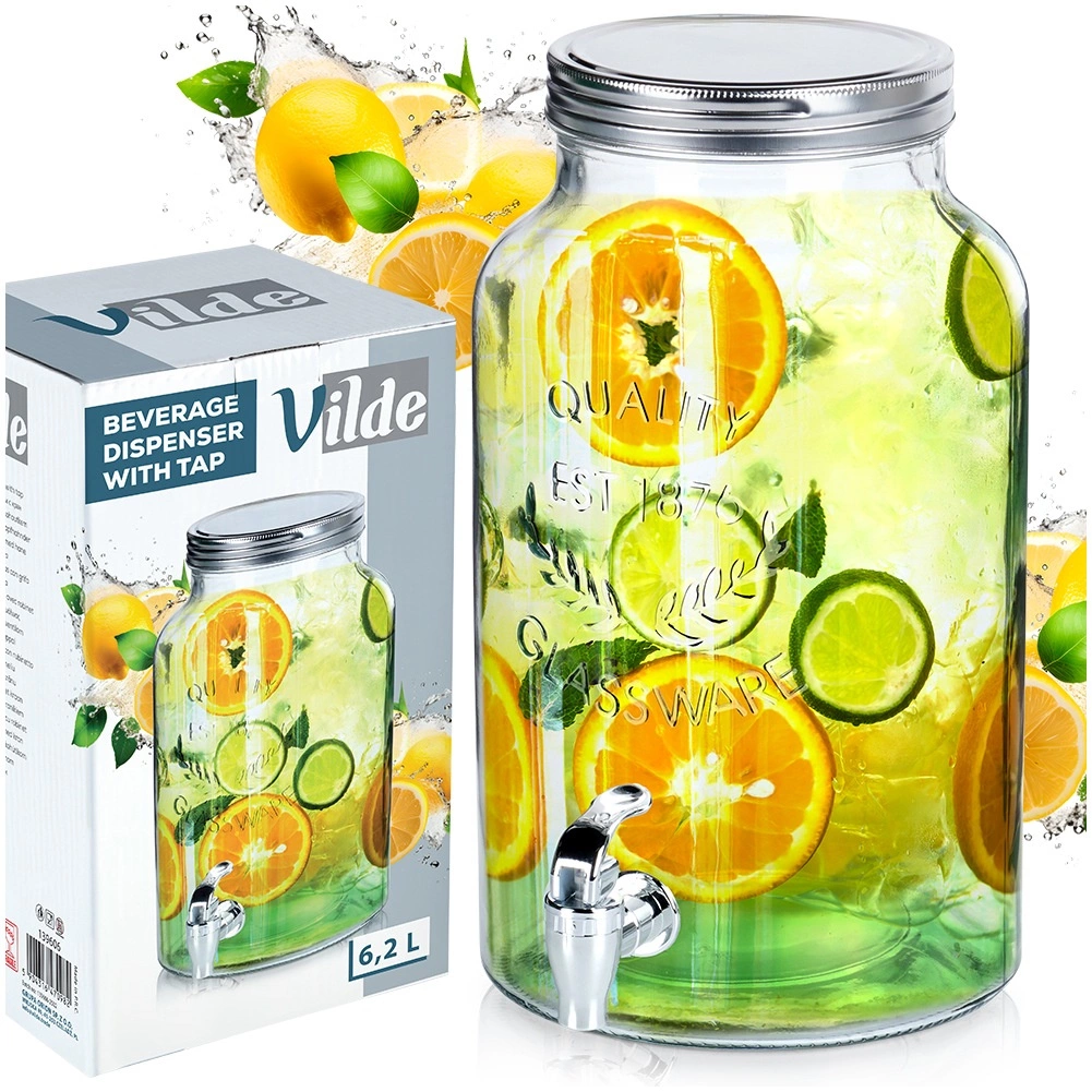 Gėrimų dozatorius vilde su čiaupu, 6,2 l, stiklinis