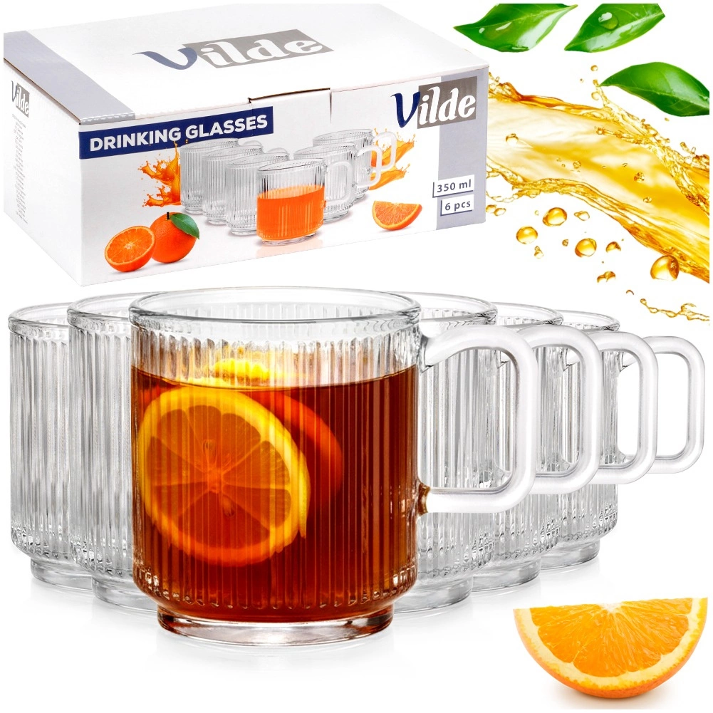 Stiklinės vilde 350 ml su rankena, 6 vnt.