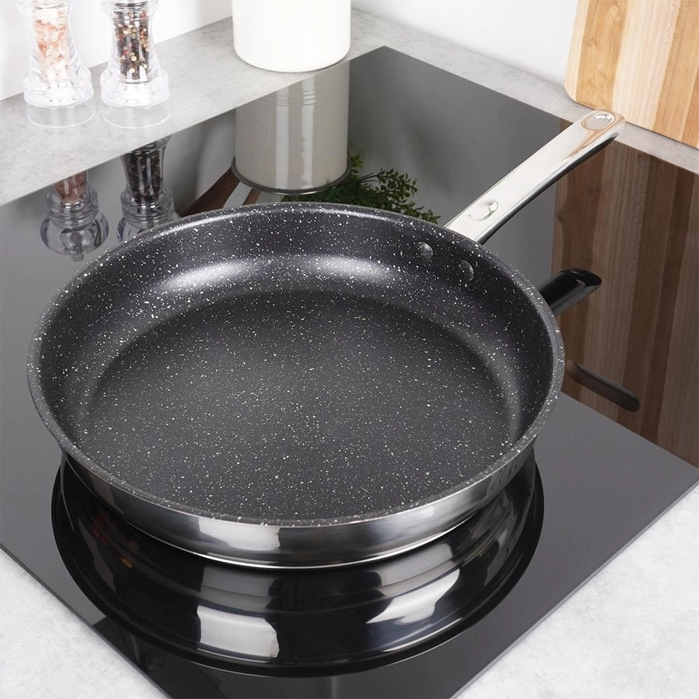 Keptuvė vilde 28 cm poliruoto plieno su granito danga 1